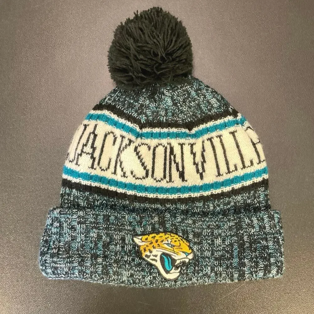 New Era Jacksonville Jaguars NFL Knit Pom Beanie Hat Teal Black One Size